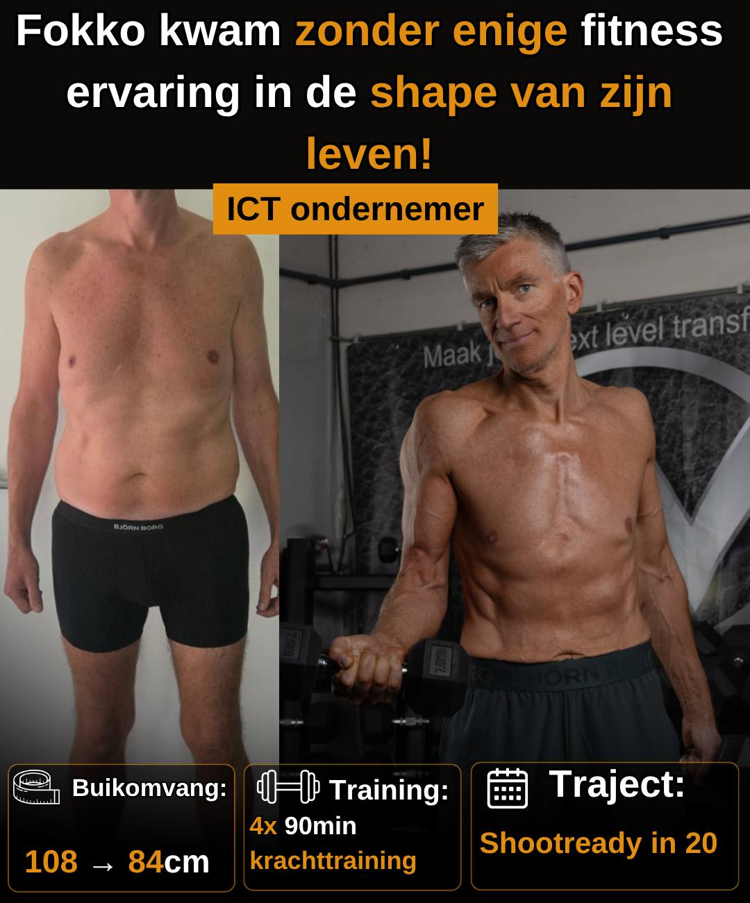 Fokko, ICT ondernemer, kwam zonder fitnesservaring in de shape van zijn leven