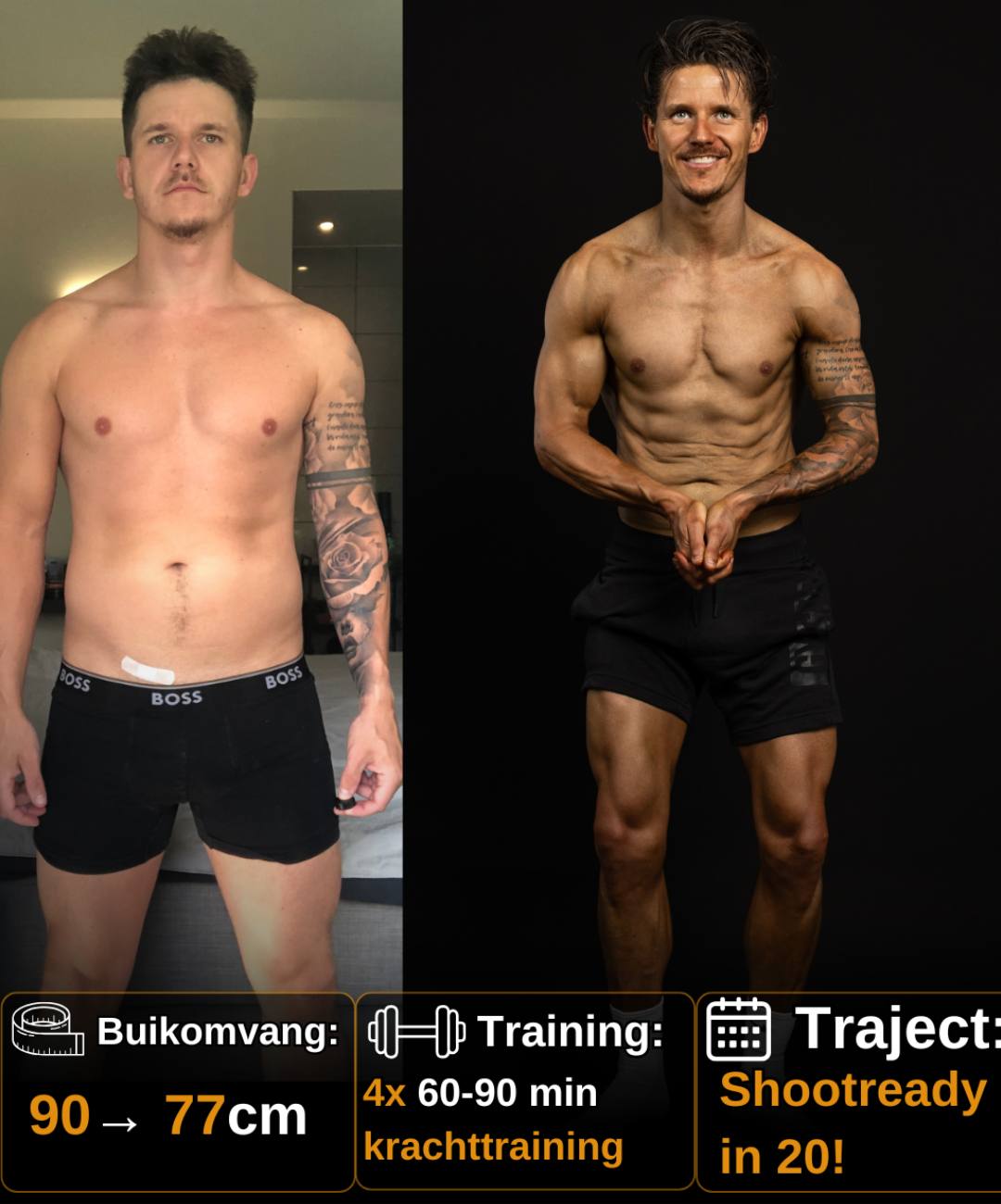 ShootReady in 20 transformatie, buikomvang van 90 naar 77 cm